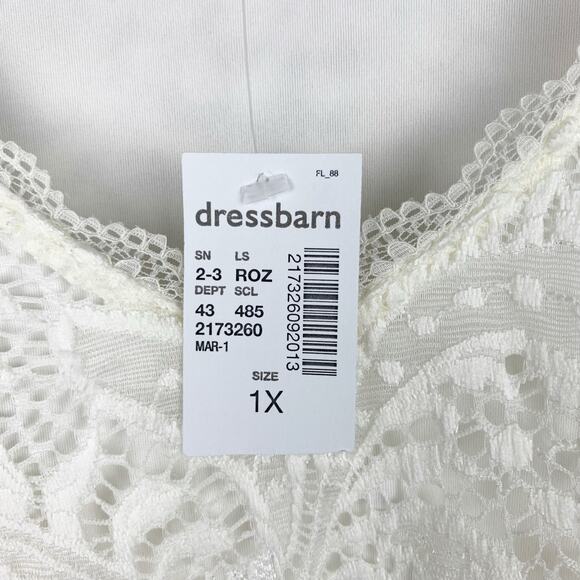 New Roz & Ali Blouse Cream Lace Overlay 3/4 Sleeve Women's 1X - Picture 4 of 6